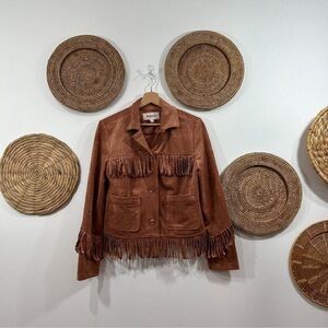 BB Dakota Faux Suede Fringe Jacket XS